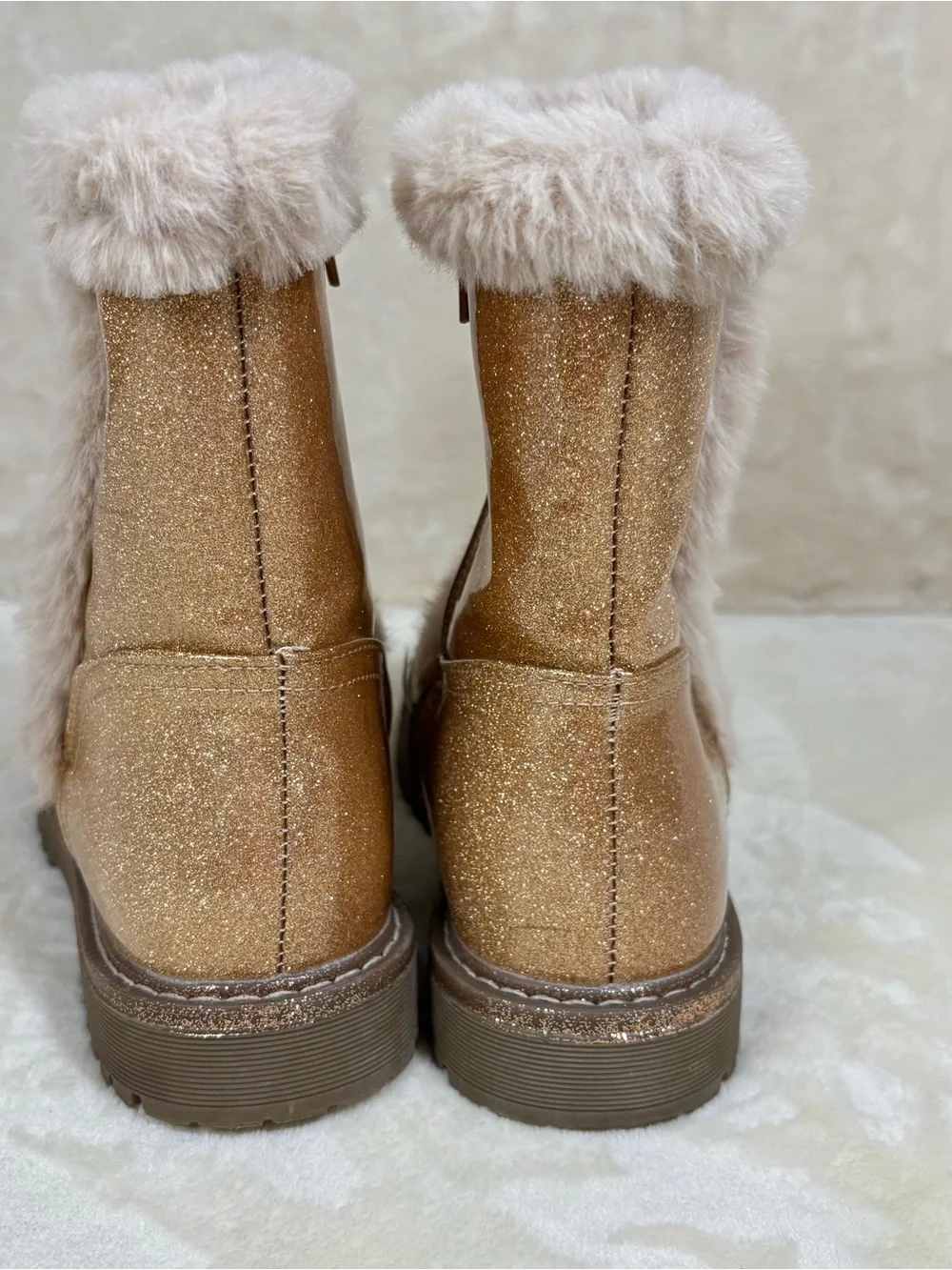 Dolce Vita Big Kids Faux-Fur Lined Winter Glitter Sparkle Boots Rose Gold Size-4